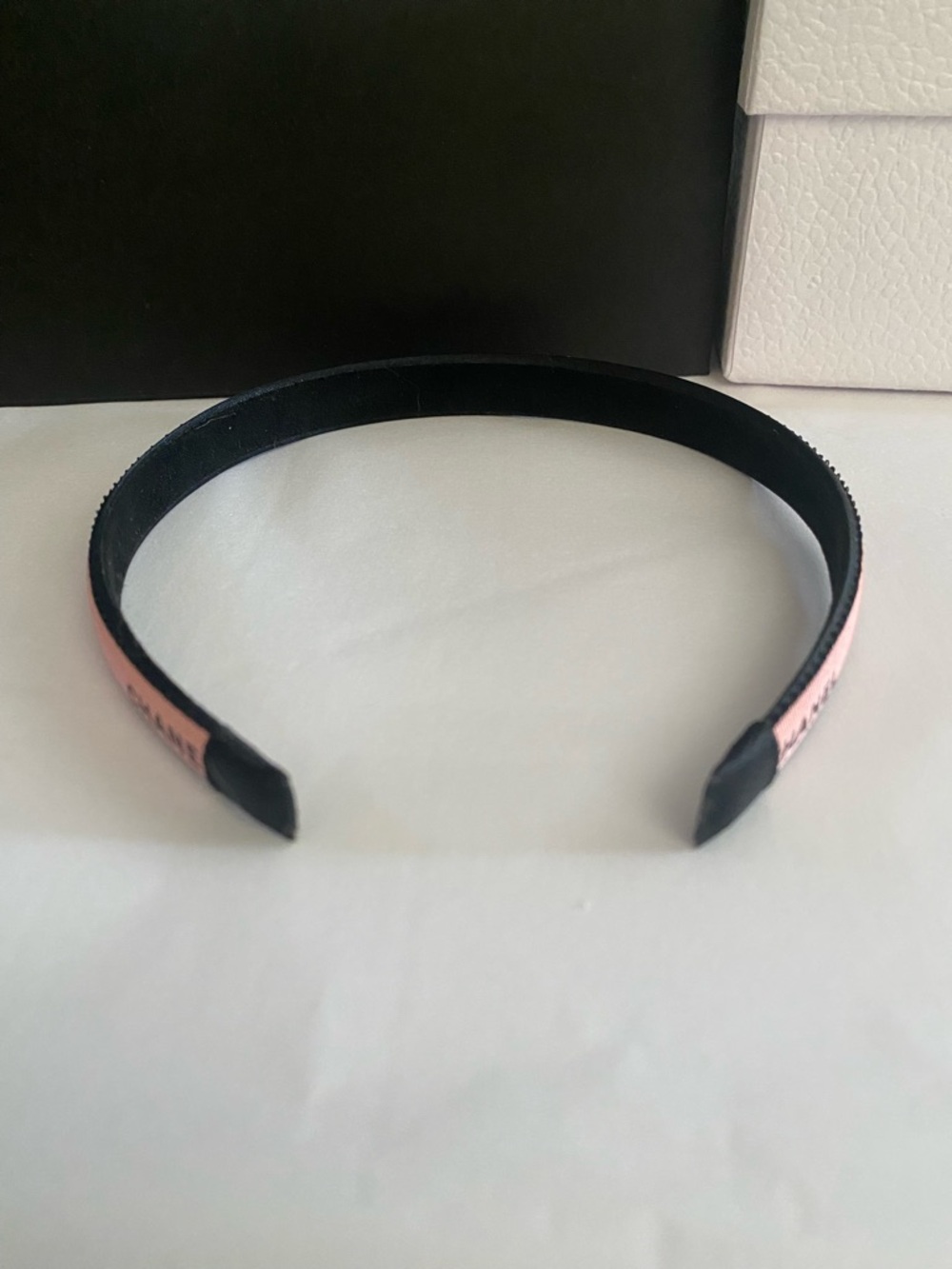 Chanel Ribbon Pink Logo Ribbon Slim Headband - Picture 3 of 5